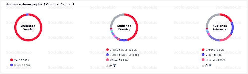 The audience demographics data of WWE YouTube channel. (Data from SocialBook)