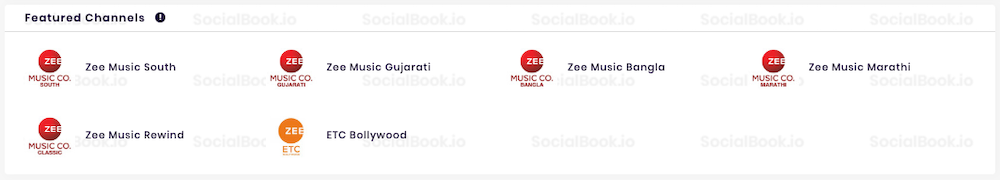 In SocialBook channel analytics, user can check the "Featured Channels" section for related channels. 