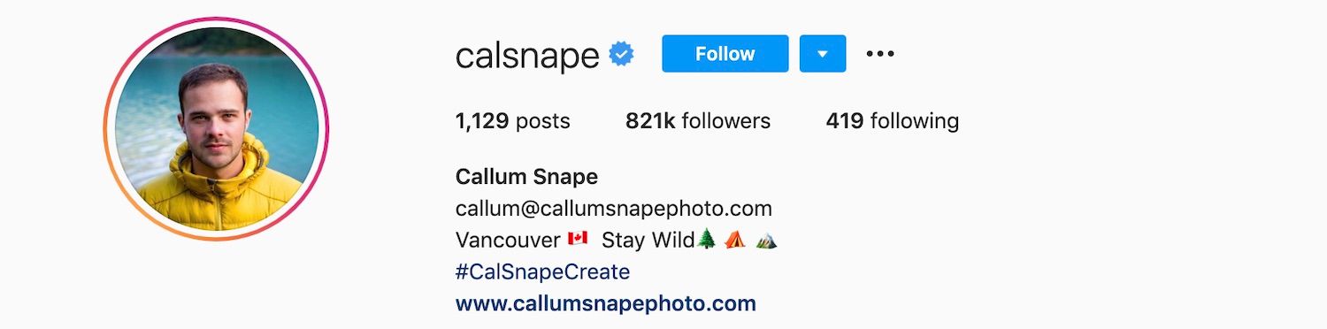 Callum Snape is a travel photography influencer based in Vancouver.