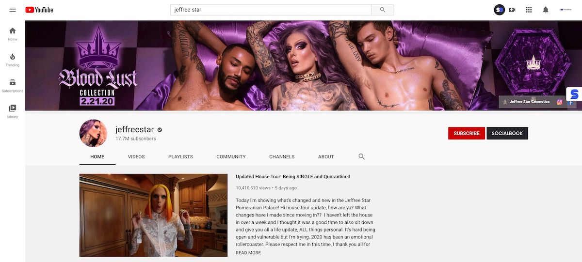 Jeffree Star's YouTube channel