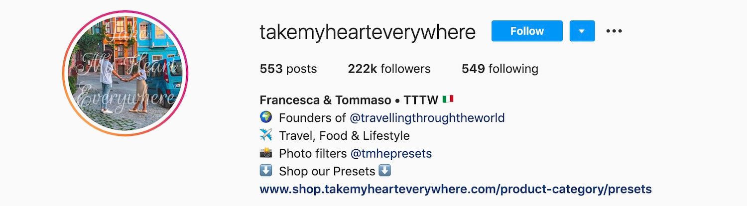 Take My Heart Everywhere (Francesca & Tommaso) Instagram Profile
