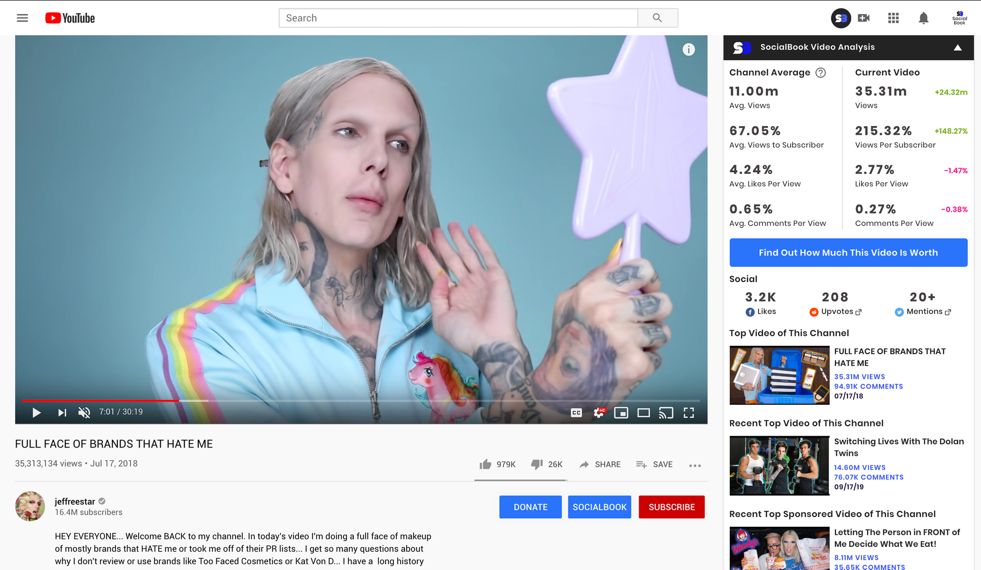 The most popular video on Jeffree Star's YouTube channel.