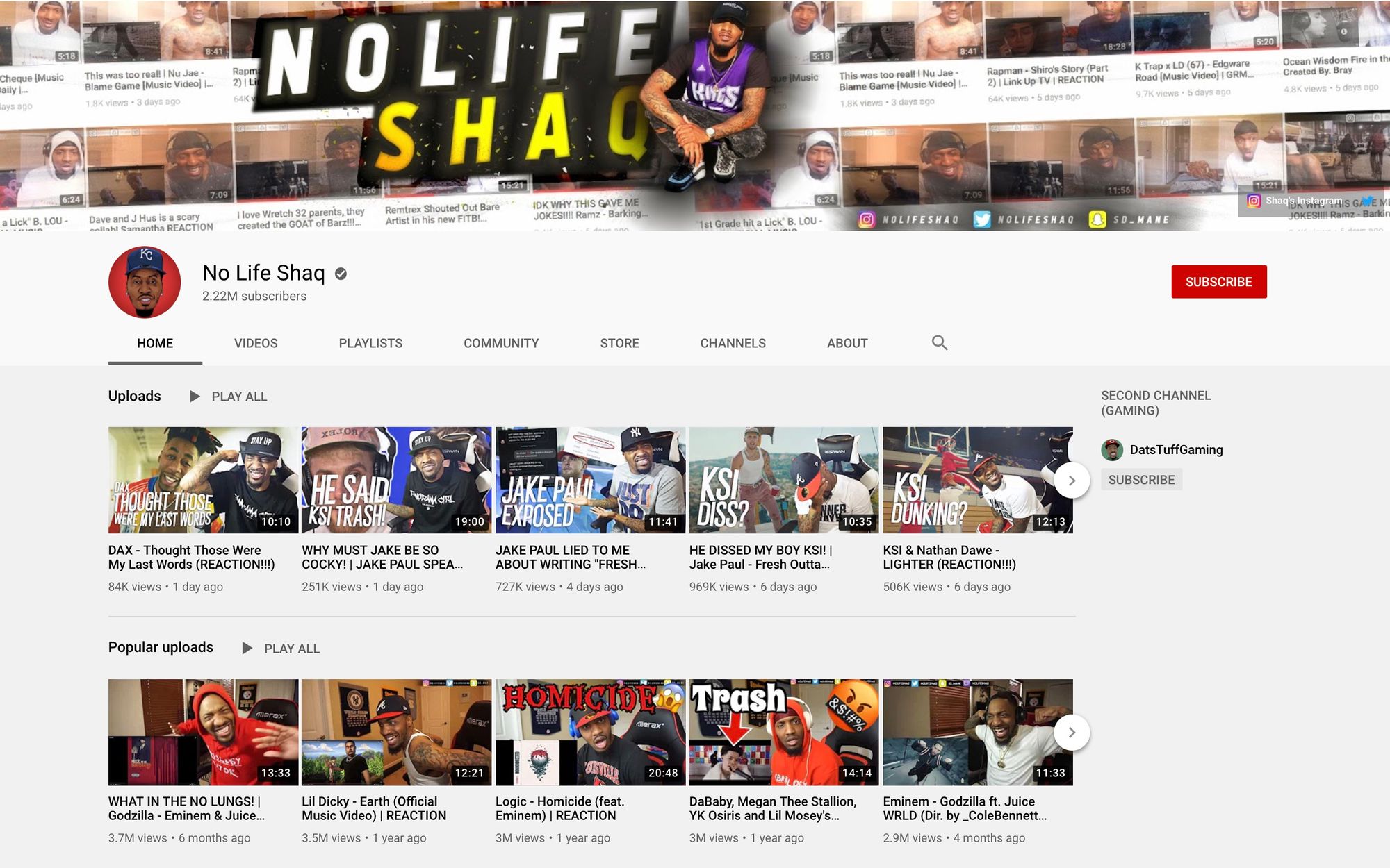 No Life Shaq YouTube channel