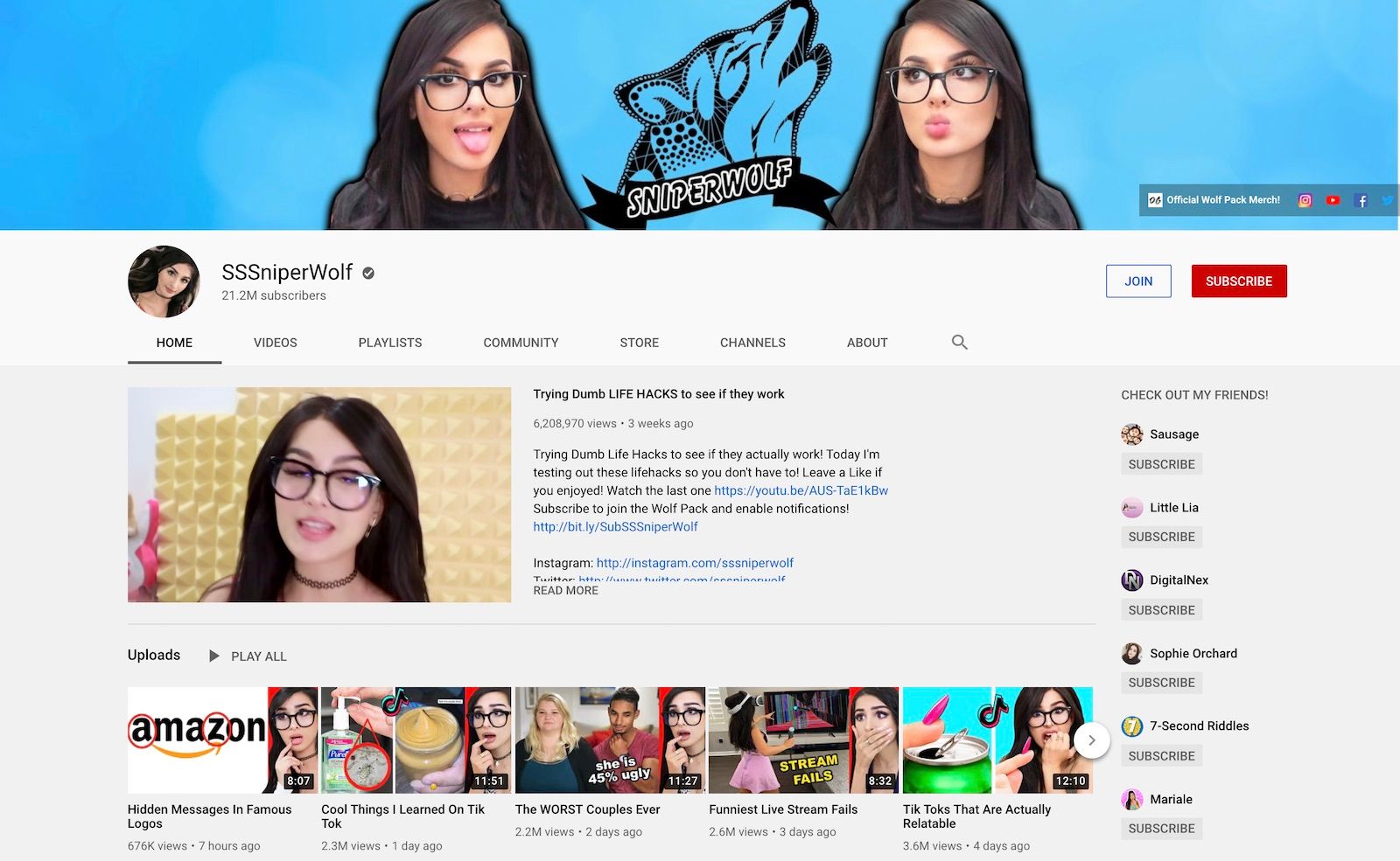 SSSniperwolf YouTube