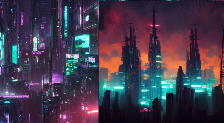 cyberpunk city, 4 k resolution, ultra wide angle,, Stable Diffusion