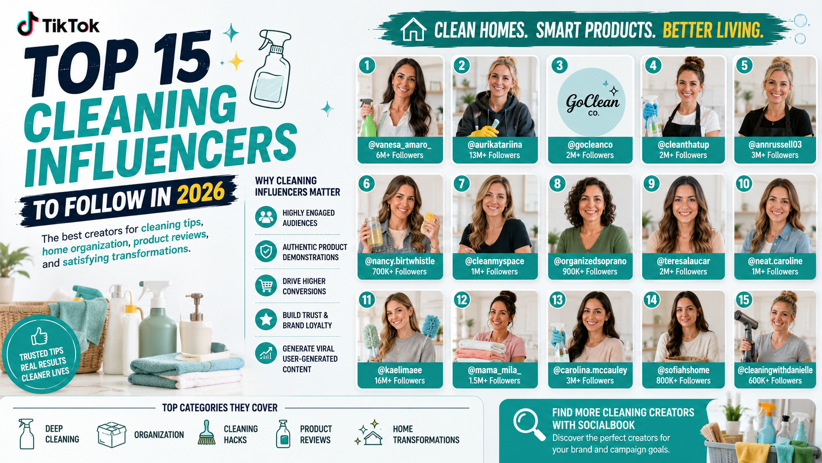 Top Cleaning Influencers on TikTok in 2026: 15 Creators Every Home Brand Should Know