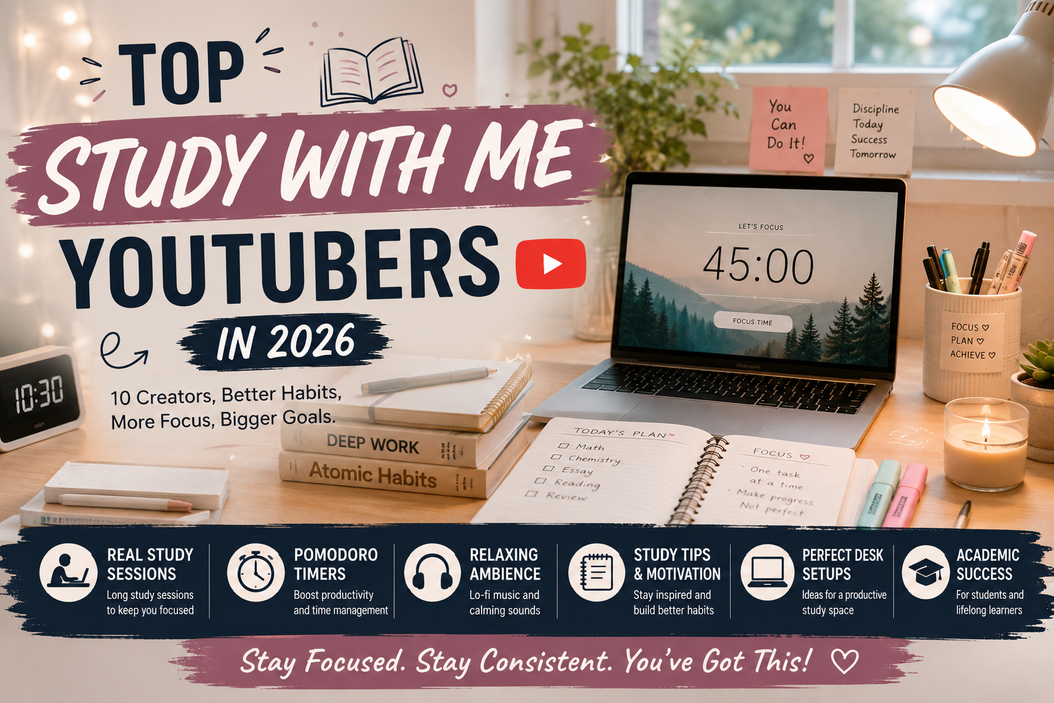 Top Study With Me YouTubers in 2026: 10 Creators Helping Students Stay Focused