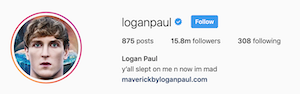 Logan Paul's Instagram channel