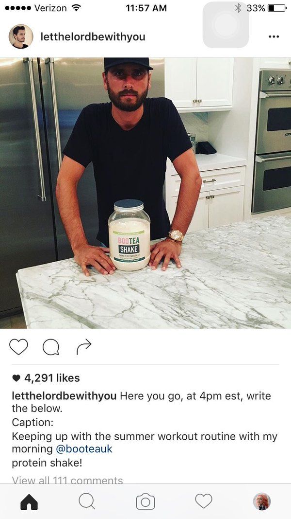 Scott Disick's hilarious mistake by coping the entire brand instruction to his Instagram post. 