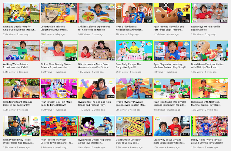 Ryan ToysReview regularly post review and unboxing videos of toys.