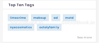 SocialBook provides top tags of each influencer channel.