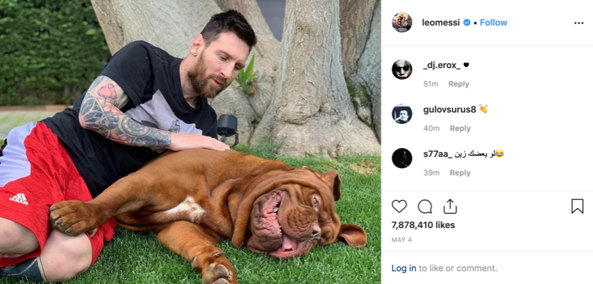 Messi with his pet dog