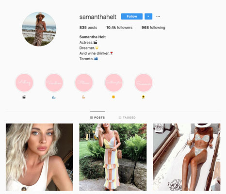 Micro influencer Samantha Helt only has over 10k followers on Instagram but a good engagement rate.